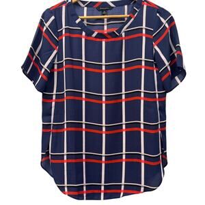 Banana republic blue, red and white checkered woman' XS blouse